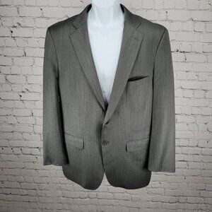 Zara Man Grey Herringbone 2 Button Vented Notch Blazer Sport Coat Size 46
